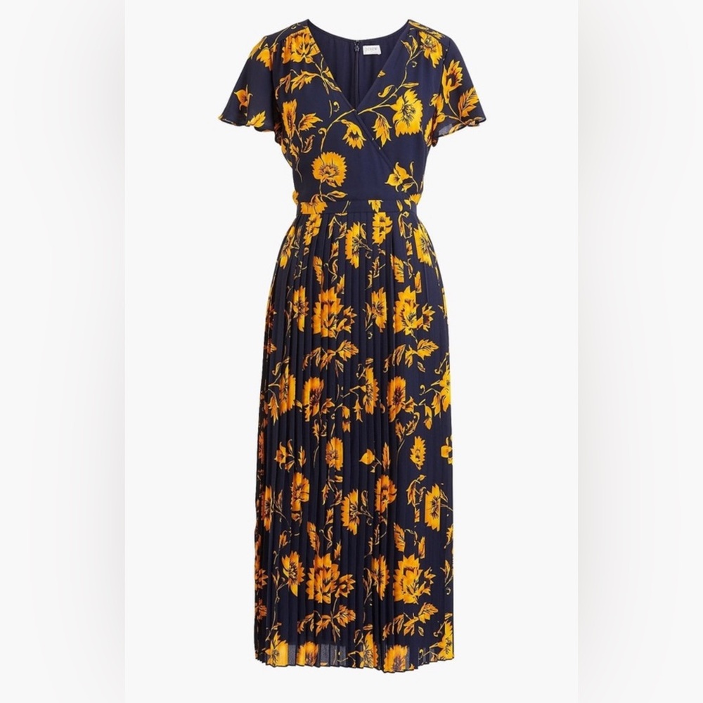 🆕 NWT J.Crew Dress in Navy + Gold G🤩RGEOUS Sz 14